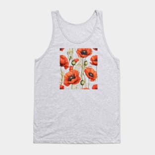 Artistic Pretty Red Poppies Botanical Art Tank Top